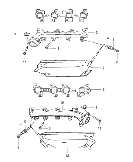 2007 Chrysler Aspen Exhaust Manifolds & Mounting Diagram 1 - Thumbnail