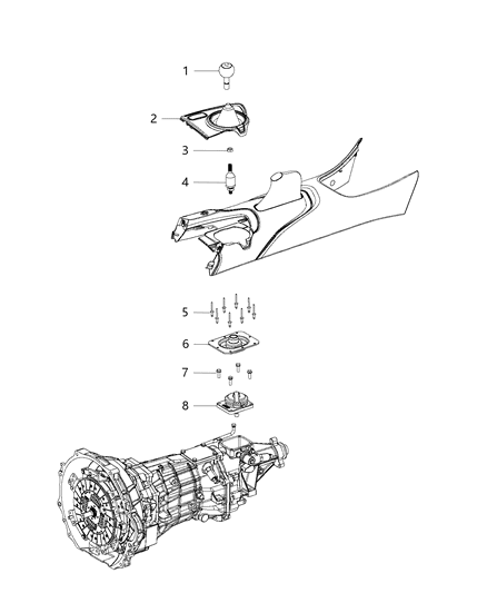 2017 Dodge Viper Gear Shift Boot, Knob And Bezel Diagram 1 - Thumbnail