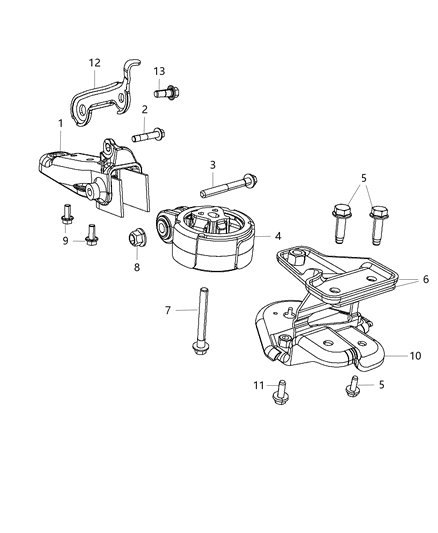 2013 Dodge Journey Engine Mounting Rear Diagram 1 - Thumbnail