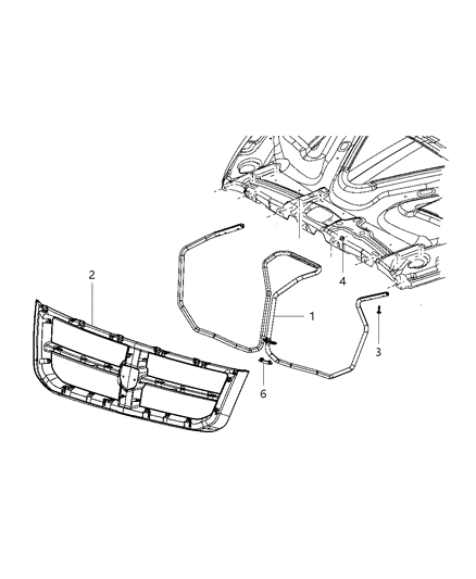 2009 Dodge Dakota Grille, Front Diagram for 1DA961S2AC