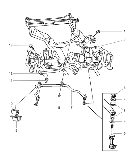 1997 Dodge Ram 2500 Front Stabilizer Bar & Track Bar Diagram