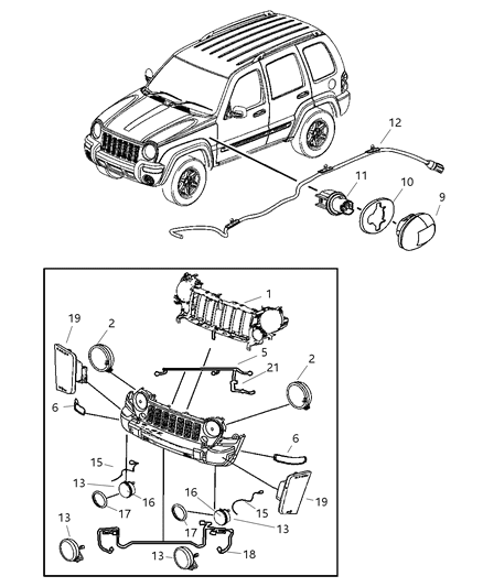 2007 Jeep Liberty Side Marker Lamp, Passenger Side Diagram for 55156882AB