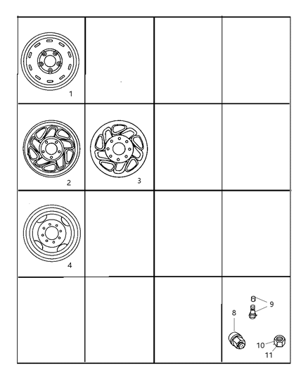 1998 Dodge Ram 3500 Quad & Club Cab Wheels & Hardware Diagram