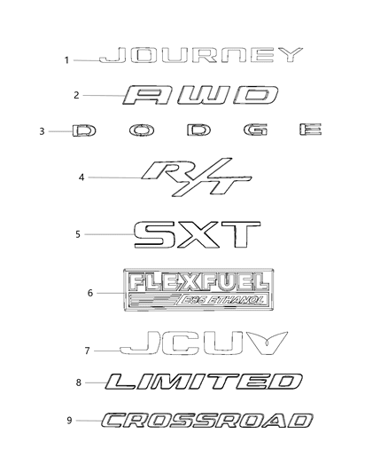 2017 Dodge Journey Nameplate, Rear Diagram for 68206769AA