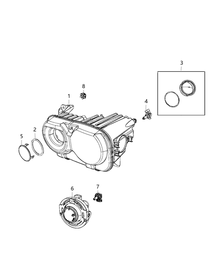 2019 Dodge Challenger Headlamp Right Side Diagram for 68174064AF