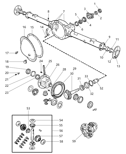 1999 Dodge Ram 3500 Regular Cab Axle, Rear, With Differential Parts Diagram 1 - Thumbnail