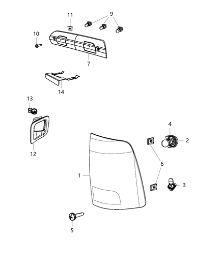 2013 Ram 2500 Lamps - Rear Diagram