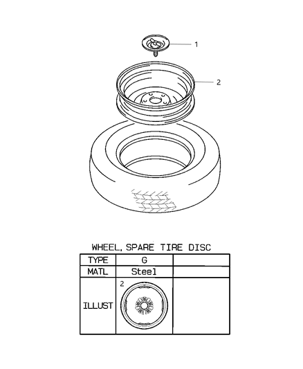 2002 Dodge Stratus Wheel Spare Diagram for MR589310
