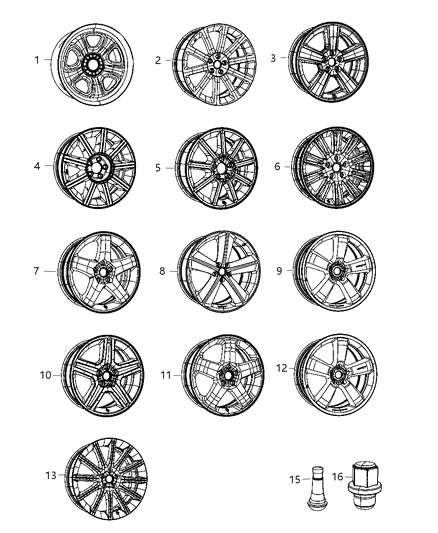 2010 Chrysler 300 Wheel Nut Diagram for 4895430AB