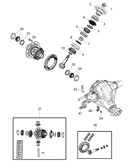 2017 Jeep Wrangler Differential Assembly of Front Axle; Differential And Drive Line Diagram 2 - Thumbnail