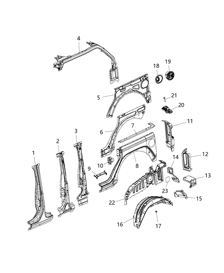 2018 Jeep Wrangler All-new Model Quarter Panel Diagram 2 - Thumbnail