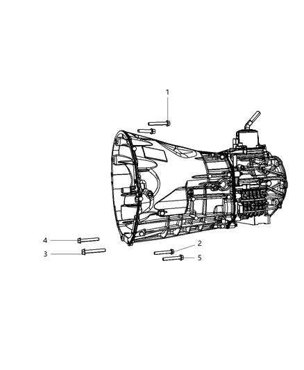 2010 Jeep Wrangler Mounting Bolts of Manual Transmission Diagram