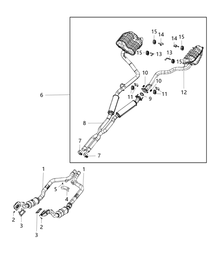 2020 Dodge Charger Muffler & Pipe, Passenger Side Diagram for 68271448AB