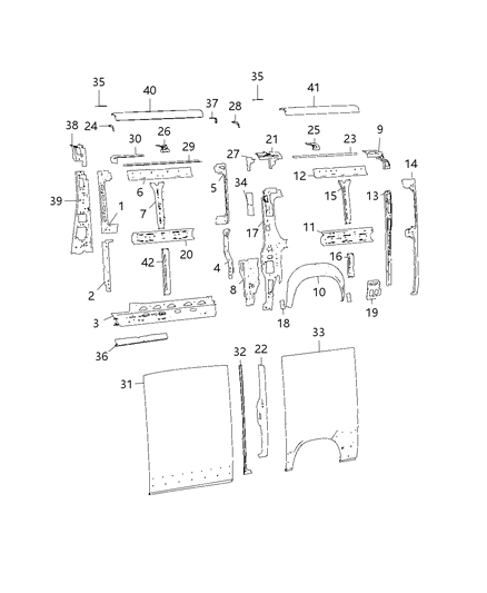 2018 Ram ProMaster 1500 Rear Outer Panel, Driver Side Diagram for 68172639AA