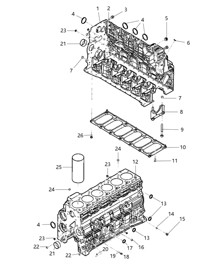 2008 Dodge Ram 3500 Engine Short Diagram for R8001620AA
