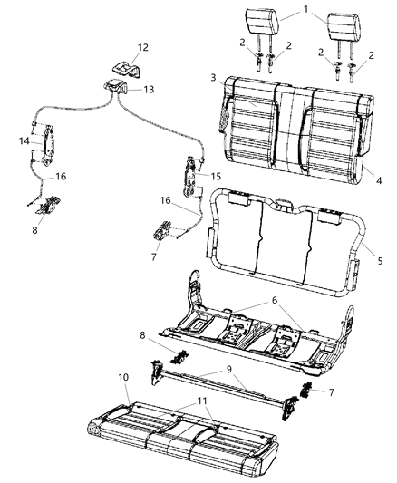 2018 Jeep Wrangler JK (Previous-generation) Rear Seat Diagram
