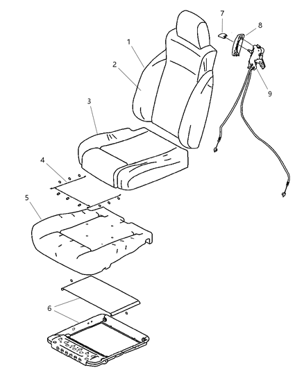 2005 Jeep Wrangler Front, Cloth Diagram 1 - Thumbnail