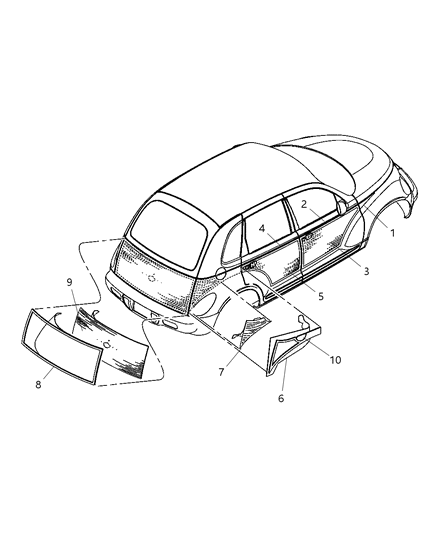 2004 Chrysler PT Cruiser Woodgrain Molding, Front Driver Side Diagram for WT49AAAAC