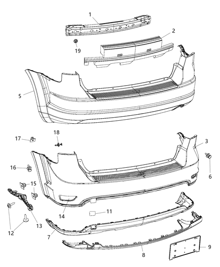 2019 Dodge Journey Fascia, Rear Diagram