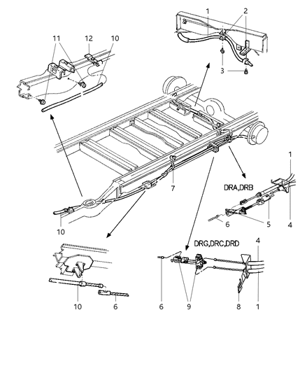 1997 Dodge Ram Van Equalizer Parking Brake Cable Diagram for 52009563