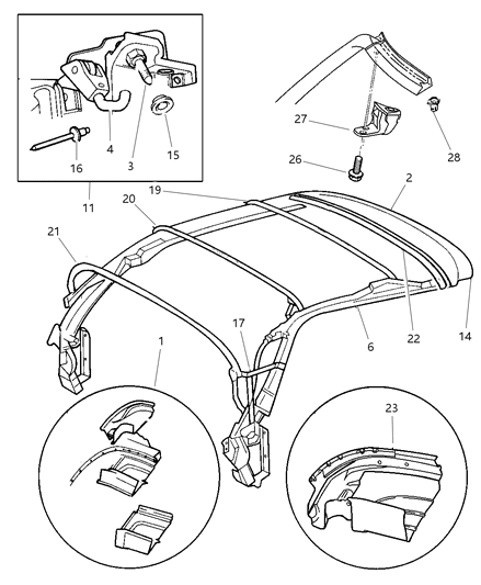 1999 Chrysler Sebring Hook J Hook And Set Screw Diagram for 4864763