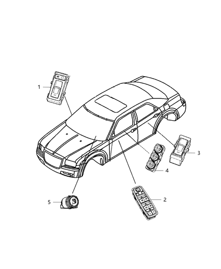 2012 Chrysler 300 Switch And Bezel Front Door Diagram for 68139806AA