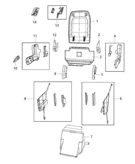 2020 Chrysler Voyager Second Row - Rear Seat Hardware, Bucket Diagram 8 - Thumbnail