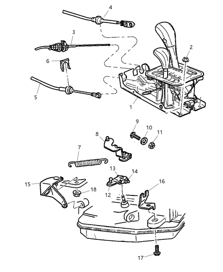 1999 Jeep Grand Cherokee Gearshift Controls of Automatic Transmission Diagram 2 - Thumbnail