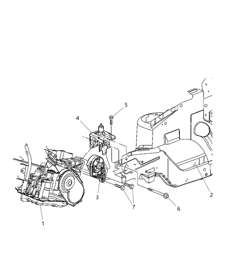 2007 Dodge Caravan Mount, Transaxle Left And Bracket Diagram 1 - Thumbnail