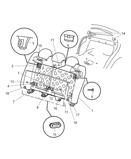2002 Dodge Neon Latch Seat Diagram for JY051DV