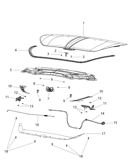 2012 Dodge Dart Weatherstrip Hood To Radiator Diagram for 68082830AA