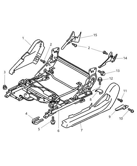 2001 Chrysler Sebring Coupe Adjuster, Shields And Attaching Parts , Left Diagram
