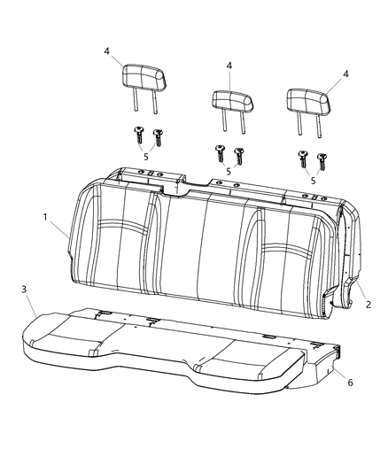 2014 Ram 1500 Quad Cab Rear Seat - Bench Diagram
