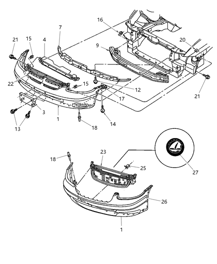 1997 Dodge Caravan Fascia Front Diagram for 4883844AA