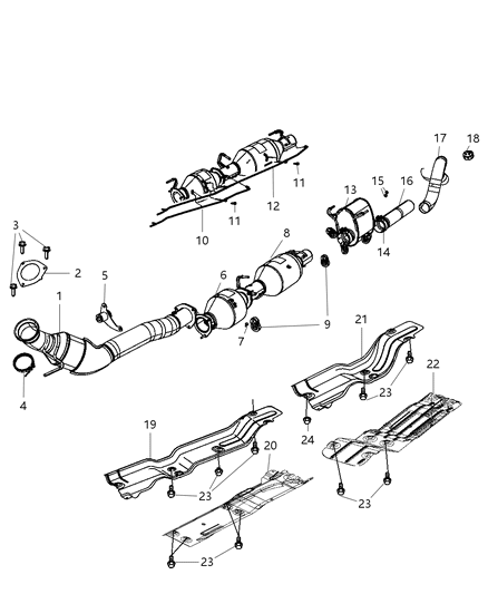 2009 Dodge Ram 2500 Shield Exhaust Extension Pipe Diagram for 55277174AB