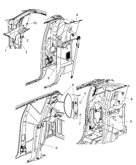 2009 Dodge Ram 3500 Pickup Interior Moldings And Pillars Diagram