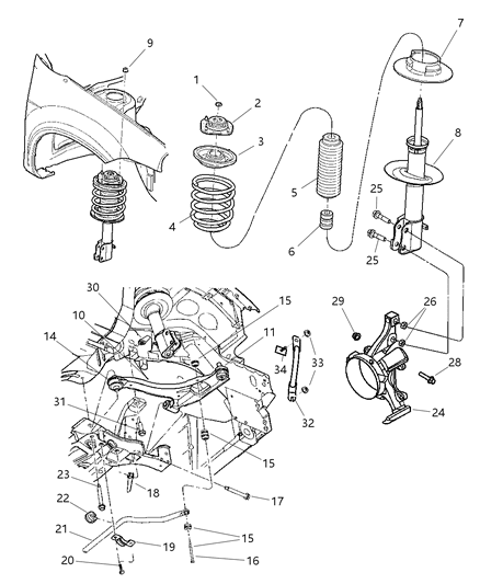 2003 Dodge Neon Knuckle Front Diagram for 4656938AB