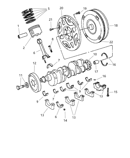 2001 Dodge Dakota Crankshaft , Piston And Torque Converter Diagram 4 - Thumbnail