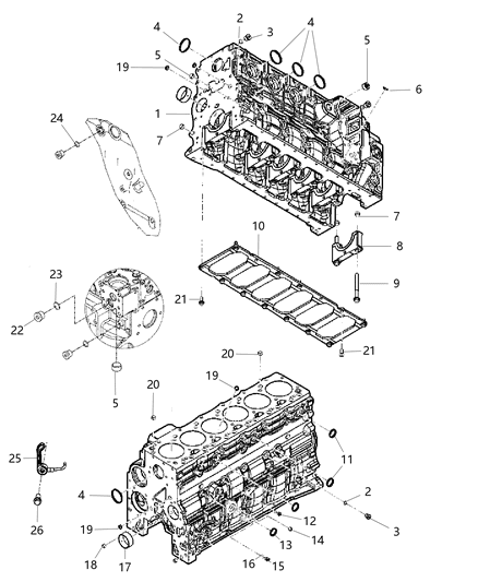 2016 Ram 3500 Cab Chassis Engine Cylinder Block & Hardware Diagram 2 - Thumbnail