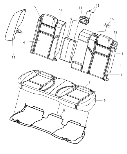 2008 Dodge Magnum Seat Cushion Pad, Rear Diagram for 5174662AA