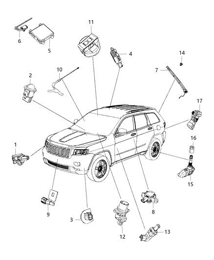 2015 Jeep Grand Cherokee Sensor Tire Pressure Includes Cap Diagram for 56029400AE