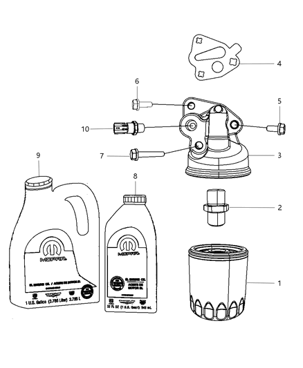 2010 Dodge Grand Caravan Engine Oil , Engine Oil Filter And Adapter Diagram 1 - Thumbnail
