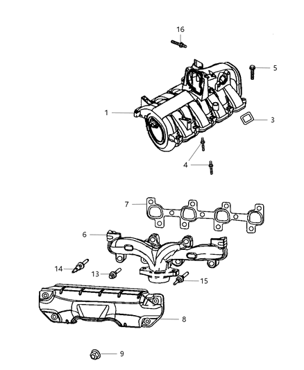 2004 Dodge Durango Manifolds - Intake & Exhaust Diagram 2 - Thumbnail