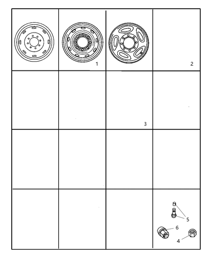 2002 Dodge Ram 2500 Regular Cab Wheels & Hardware Diagram