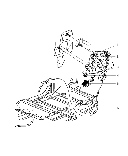 2013 Ram 2500 Park Brake Lever & Cables, Front Diagram