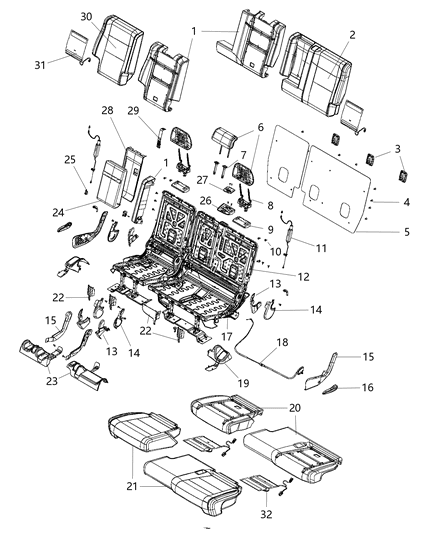 2014 Jeep Grand Cherokee Rear Seat - Split Seat Diagram 2 - Thumbnail