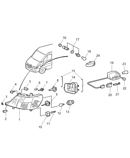 2004 Dodge Sprinter 3500 Bulb Fog Lamp H-3 55 Watt Diagram for 5133960AB