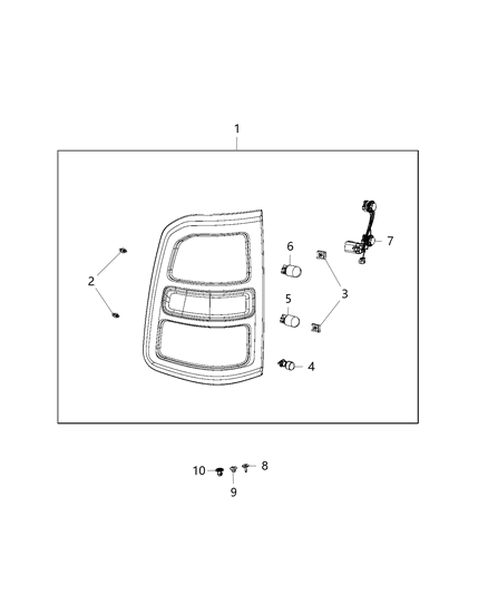 2019 Ram 1500 New Style Lighting, Taillamp Diagram 1 - Thumbnail