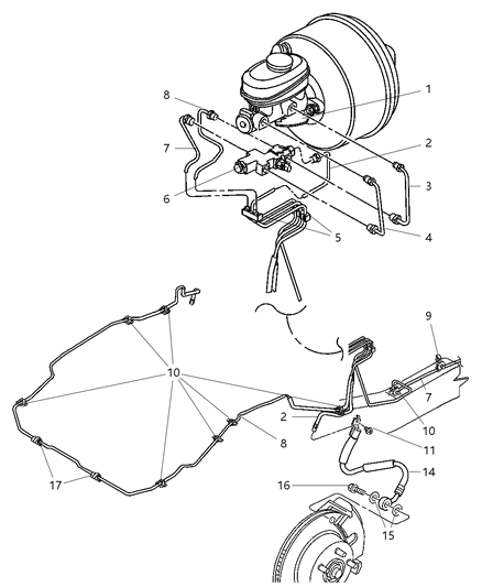 2006 Jeep Wrangler Brake Lines & Hoses, Front Diagram 2 - Thumbnail