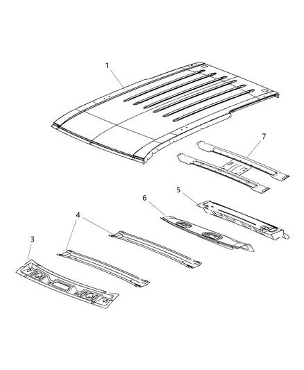 2011 Dodge Durango Header Panel, Rear Upper Diagram for 55369443AA